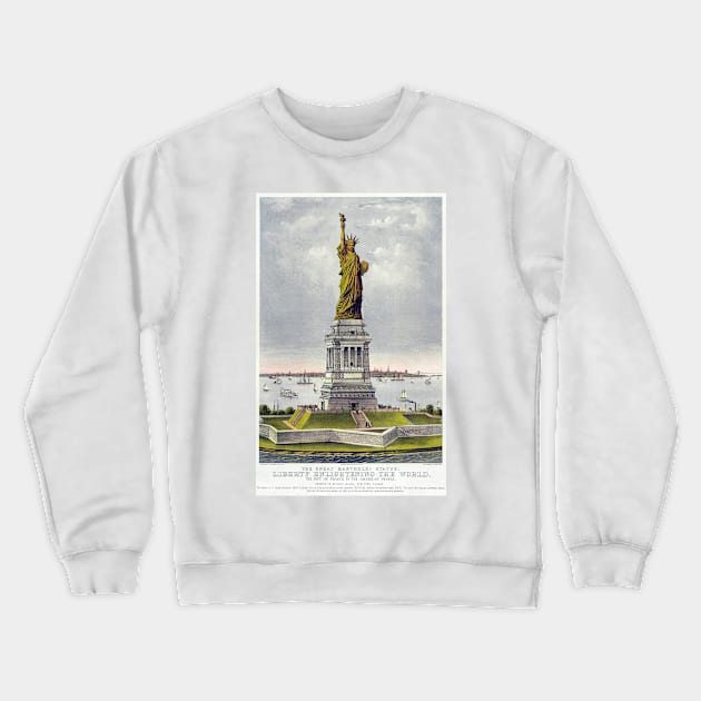 Statue of Liberty Historical Lithograph (1886) Crewneck Sweatshirt by Bravuramedia